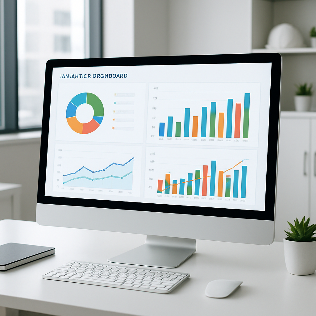 Analytics dashboard with charts displayed on a screen